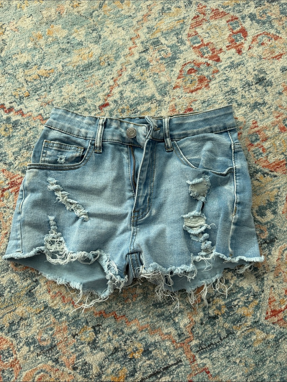 Light Blue Distressed Denim Women’s Shorts